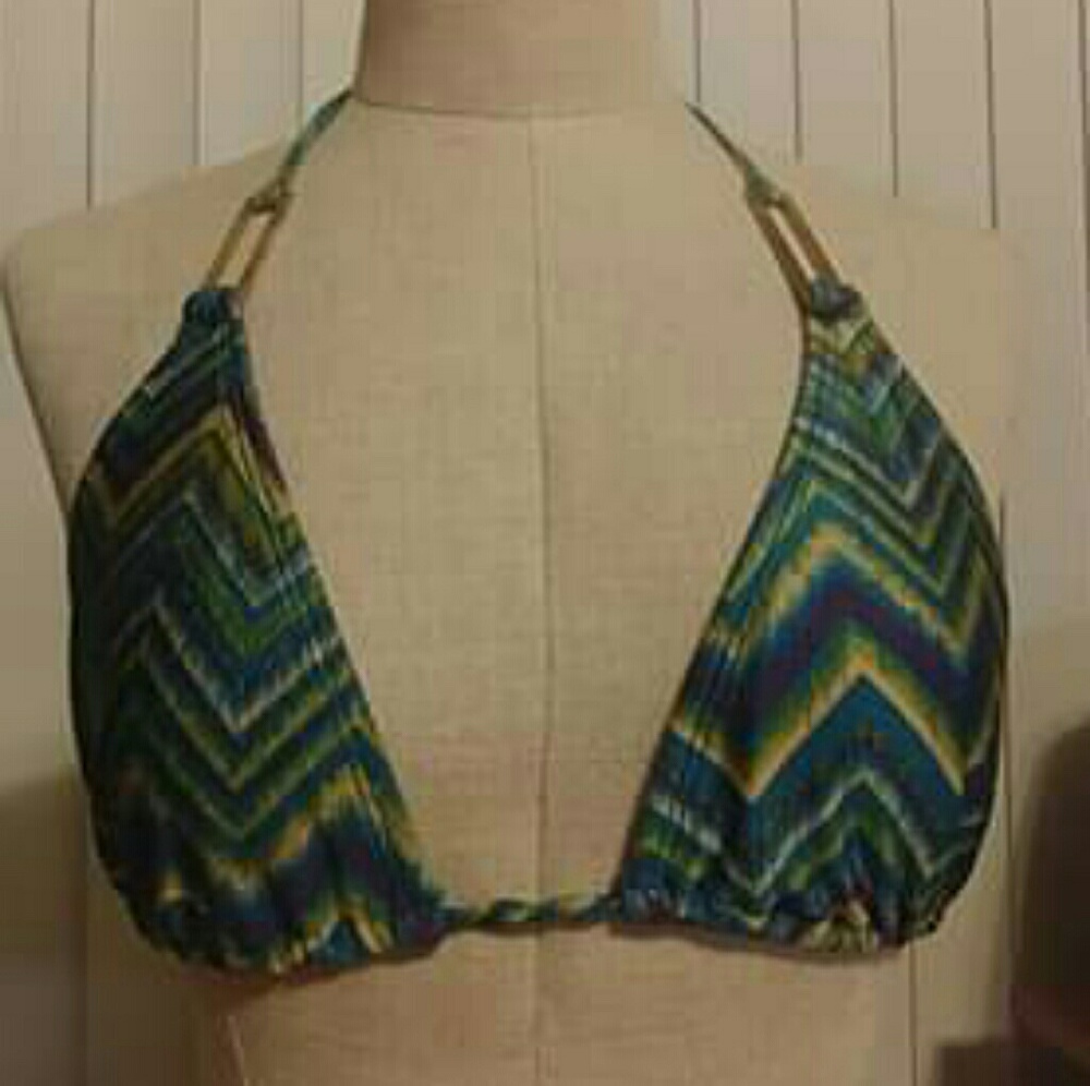 Multi  Colored Chevron Triangle Bikini Top